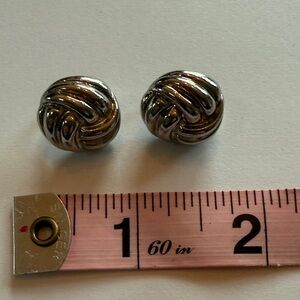 Vintage Silver-Tone Knot Clip On Earrings